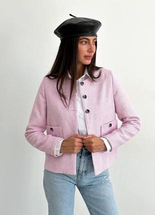 Пиджак женский на пуговицах с карманами качественный стильный базовый розовый8 фото