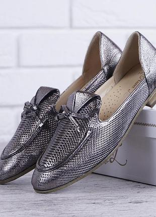 Балетки жіночі натуральна шкіра anna lucci туреччина нікель з бантом