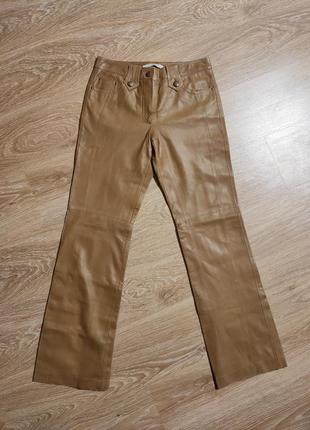 Кожаные штаны цвета кемел бежевые натуральная мягкая кожа mel&davis