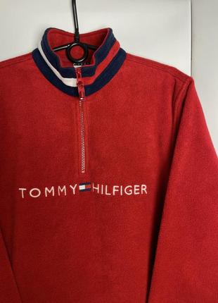 Флисовая красная кофта tommy hilfiger свитшот оверсайз оригинал винтажная зеп томми хилфигер4 фото