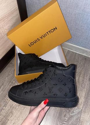 Мужские черные кожаные кроссовки louis vuitton