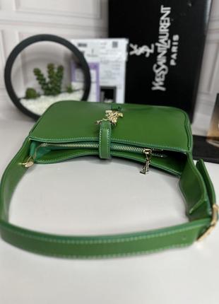 Женская трендовая сумочка yves saint laurent | сумка зеленая с золотистым лого ив сен лоран3 фото