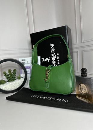 Женская трендовая сумочка yves saint laurent | сумка зеленая с золотистым лого ив сен лоран5 фото