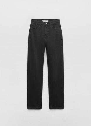 Базовые черные джинсы mom от zara, джинсы мом, высокая посадка