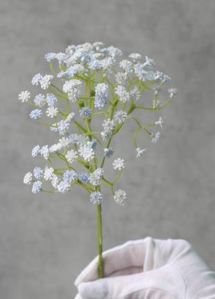 Штучна гілка гіпсофілу, світло-блакитна, 50 см. квіти преміум-класу для інтер'єру, декору, фотозон1 фото