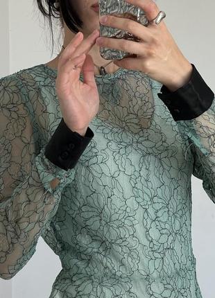Кружевная бирюзовая кофточка блуза zara7 фото