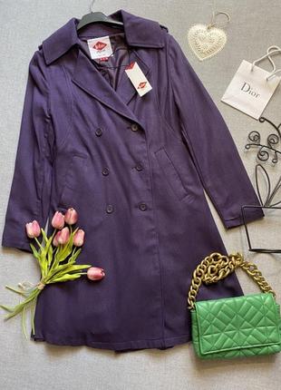 Плащ, тренч, оригинал, lee cooper trensh coat purple, фиолетовый, лиловый, шёлк, шерсть,4 фото