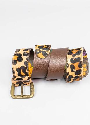 Стильный кожаный ремень dolce & gabbana leopard belt.дизайнерский пояс