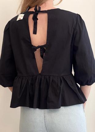 Новая черная поплиновая блуза топ с завязками h&amp;m arket cos6 фото