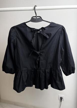 Новая черная поплиновая блуза топ с завязками h&amp;m arket cos9 фото