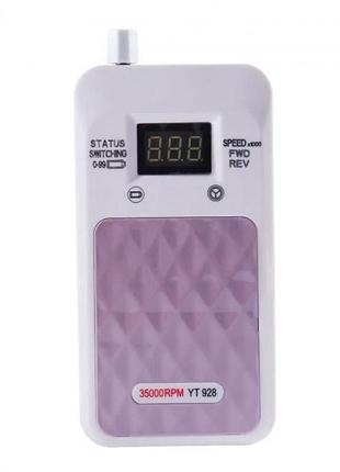 Портативный фрезер для ногтей nail drill yt-928 аккумуляторный с индикатором заряда на 35 000 оборотов. цвет: розовый6 фото