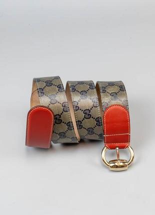 Модный монограммный пояс gucci horsebit canvas из натуральной кожи