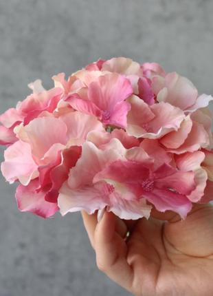 Искусственный цветок гортензия, розового цвета, 18 см. цветы премиум-класса для интерьера, декора.3 фото
