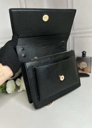 Женская трендовая сумочка yves saint laurent | сумка черная с золотистым лого ив сен лоран6 фото