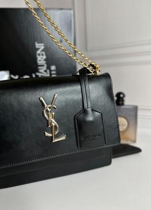 Женская трендовая сумочка yves saint laurent | сумка черная с золотистым лого ив сен лоран5 фото
