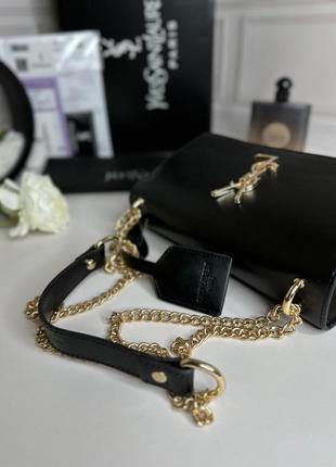 Женская трендовая сумочка yves saint laurent | сумка черная с золотистым лого ив сен лоран4 фото