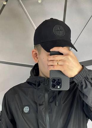 Чорна універсальна кепка stone island чоловіча жіноча бейсбування на весну стон айленд