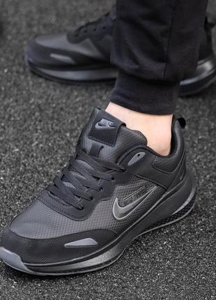 Мужские кроссовки термо осень nike zoom black найк зум чесновый термо осень