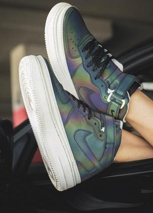 Nike air force высокие женские кроссовка найк рефлектив (весна-лето-осень)😍4 фото