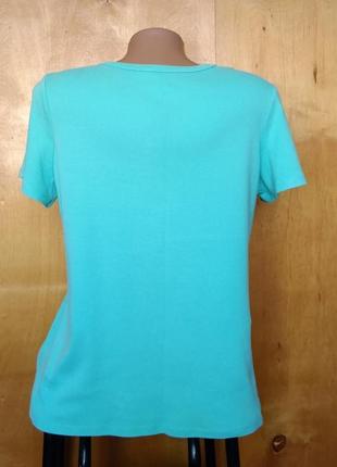Р 16 / 50-52 стильная базовая голубая футболка с коротким рукавом хлопок трикотаж3 фото