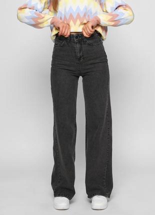 Женские серые джинсы палаццо, высокая посадка 27 размер (42-44р)2 фото