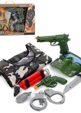 Kmjs010-12a набор с оружием военный, жилет, пистолет, револьвер, маска, нож, наручники