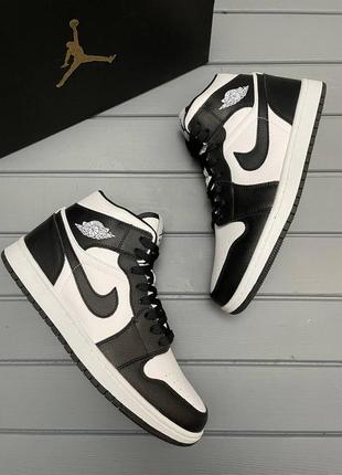 Кроссовки высокие nike air jordan 1 кеды низкие айр средние найк эйр джордан чорно белые2 фото