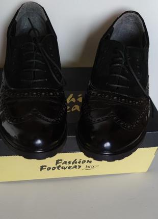 Классические полуботинки на шнуровке, лакированные туфли-броги, оксфорды кожаные, 25.5-26см4 фото
