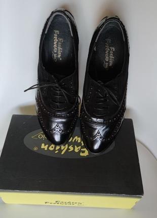 Классические полуботинки на шнуровке, лакированные туфли-броги, оксфорды кожаные, 25.5-26см7 фото
