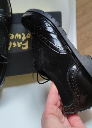 Классические полуботинки на шнуровке, лакированные туфли-броги, оксфорды кожаные, 25.5-26см8 фото