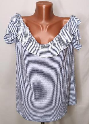 💥 блуза біла у синю дрібну смужку від casual collecton by f&f.