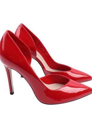 Туфли женские bravo moda красные натуральная лаковая кожа, 36