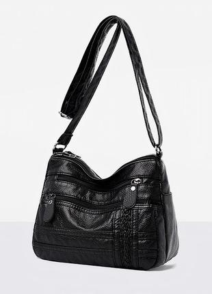 Женская сумка через плечо 10186 кросс-боди черная4 фото