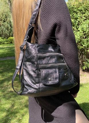 Женская сумка кросс-боди через плече рюкзак 10187 черная2 фото