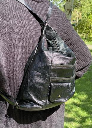Женская сумка кросс-боди через плече рюкзак 10187 черная7 фото