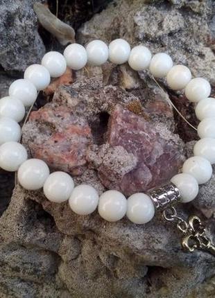 Браслет (молочное стекло) с ключиком  смальта гашеное стекло винтажный