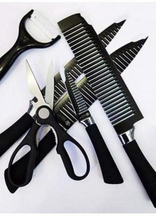 Набор кухонных ножей из стали 6 предметов genuine king-b0011, набор ножей для кухни, кухонный набор ножей8 фото
