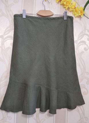 Льняная юбка на кулиске с рюшем внизу, h&m2 фото