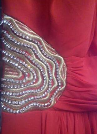 Красное шикарное шифоновое платье в пол3 фото