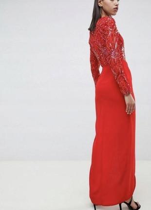 Платье макси вечернее красное с декором virgos lounge2 фото