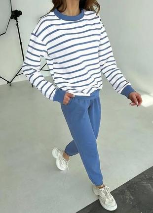 Костюм двойка в полоску 46-48. джинс