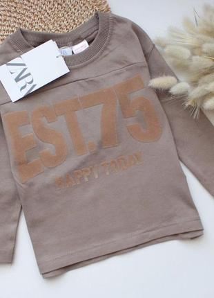 Коричневый лонгслив с рельефным принтом zara на мальчика 12-18 мес