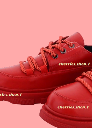 Туфли женские оксфорды красные2 фото