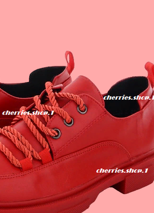 Туфли женские оксфорды красные3 фото