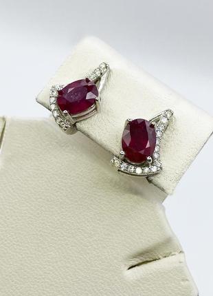 Сережки серебряные с рубином 4,06 г