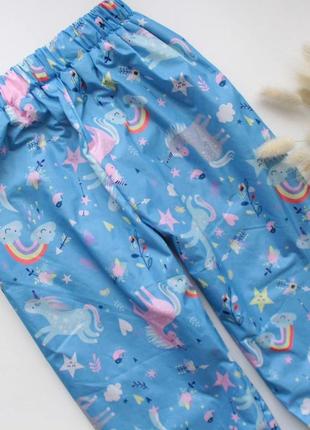 Утепленные болоневые штанишки для непогоды с единорогами