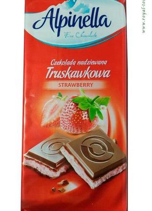 Молочний шоколад із полуничним смаком alpinella 90 г1 фото