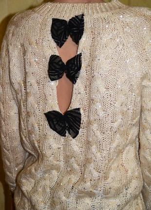 Красивый свитер, кофта с бантиками oversize с паетками1 фото