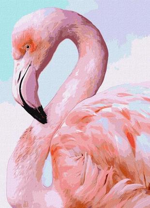 Картина за номерами тварини, птиці рожевий фламінго, у термопакеті 40*50 см, тм ідейка, україна