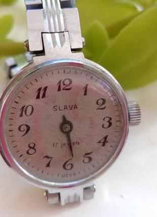 Slava 👠часы ссср слава 17 jewels (made in ussr) женские наручные винтаж советские с браслетом металические4 фото